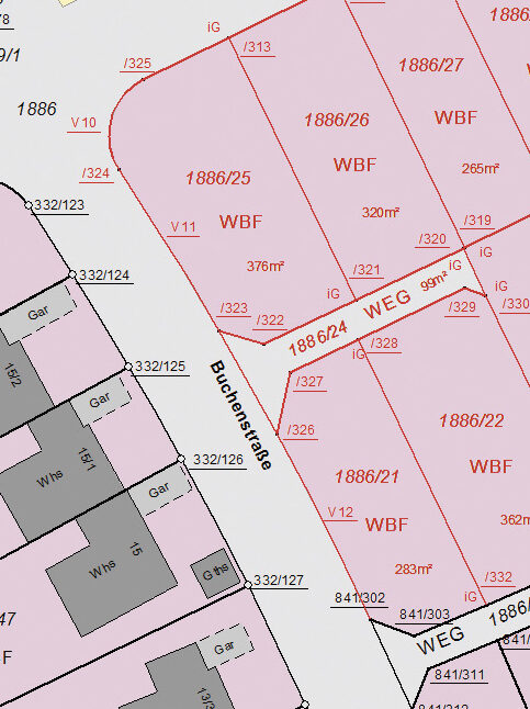 Ausschnitt eines Baugebiets